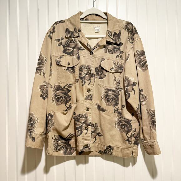 M.T.C Jackets & Blazers - Vintage MTC Beige Floral Jacket Cotton Size Large